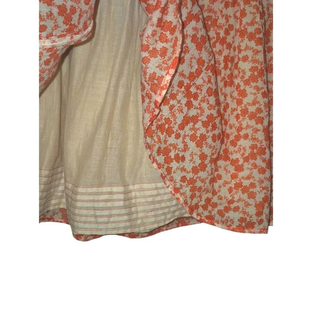 Anthropologie Odille Cream & Red Flowers A- Line Skirt Size 0 Coquette Spring